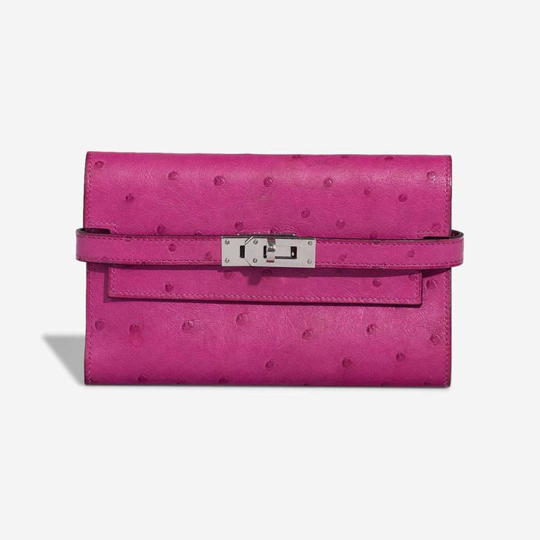 Hermès Kelly Depliant Wallet Medium Ostrich Rose Pourpre Front | Sell your designer bag