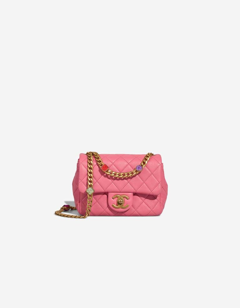 Chanel Timeless Mini Square Pearl Samba Lamb Pink Front | Sell your designer bag