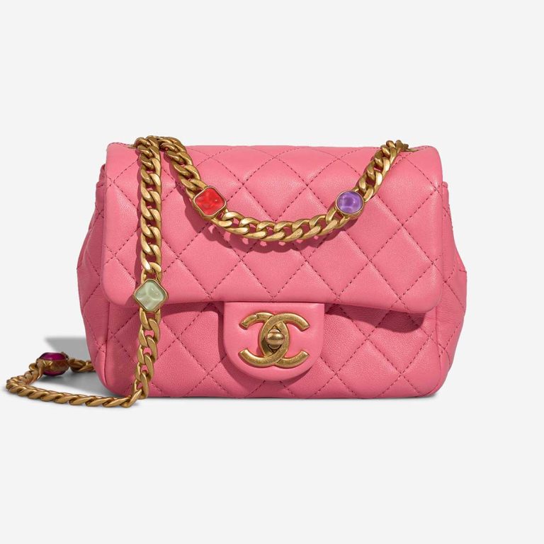 Chanel Timeless Mini Square Pearl Samba Lamb Pink Front | Vendez votre sac de créateur