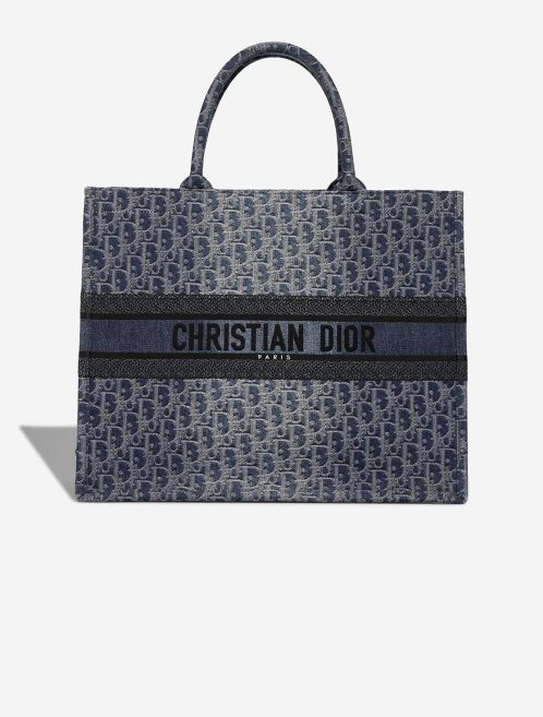 Dior Book Tote Large Fabric Blue Front | Sell your designer bag