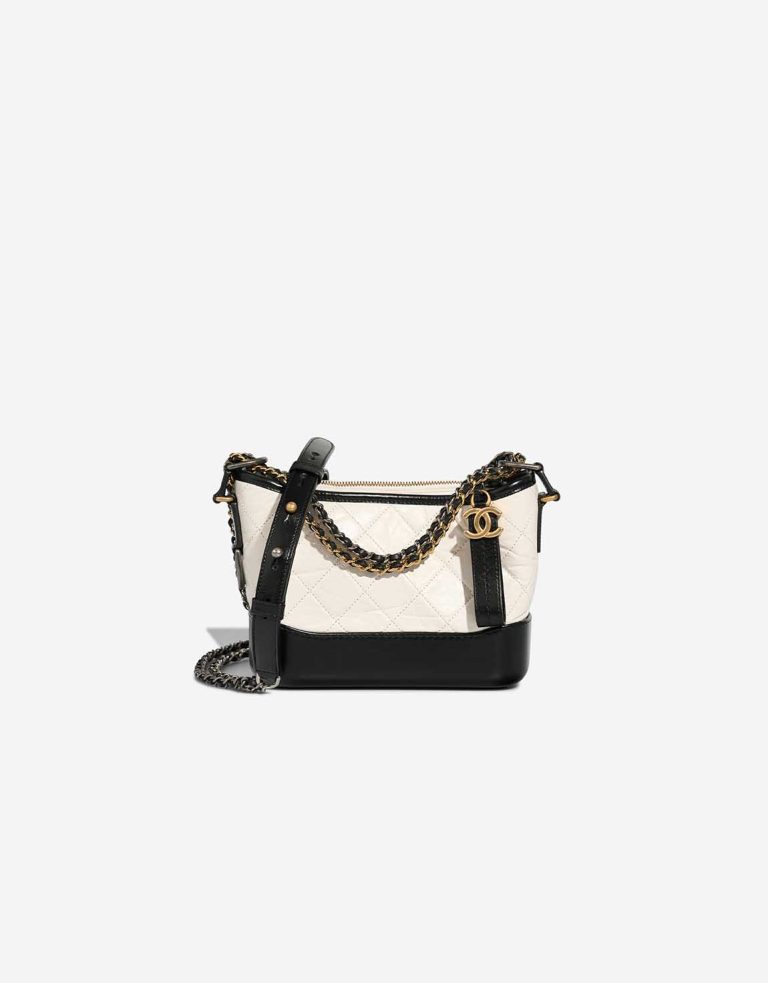 Chanel Gabrielle Small Aged Calf / Lamb Black / White Front | Sell your designer bag