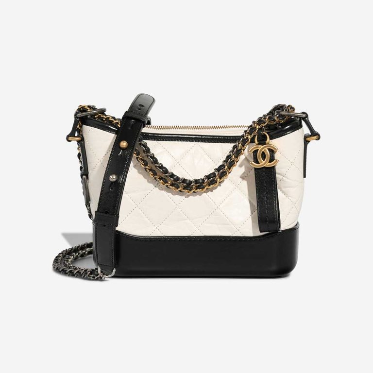 Chanel Gabrielle Small Aged Calf / Lamb Black / White Front | Sell your designer bag