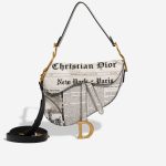 Dior Saddle Newspaper Medium Calf Black / White Front | Sell your designer bag