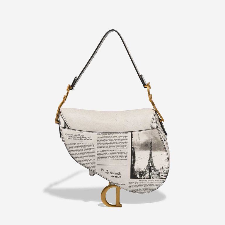 Dior Saddle Newspaper Medium Calf Black / White | Vendre votre sac de créateur