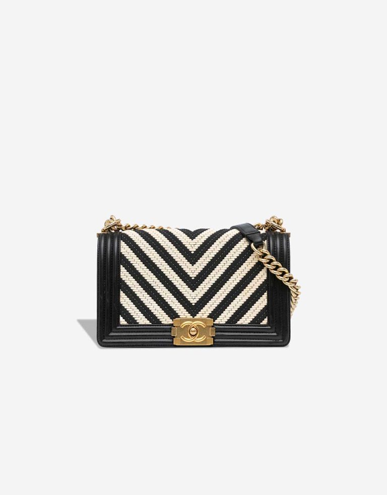 Chanel Boy Medium Lamb Leather Black / White Front | Sell your designer bag