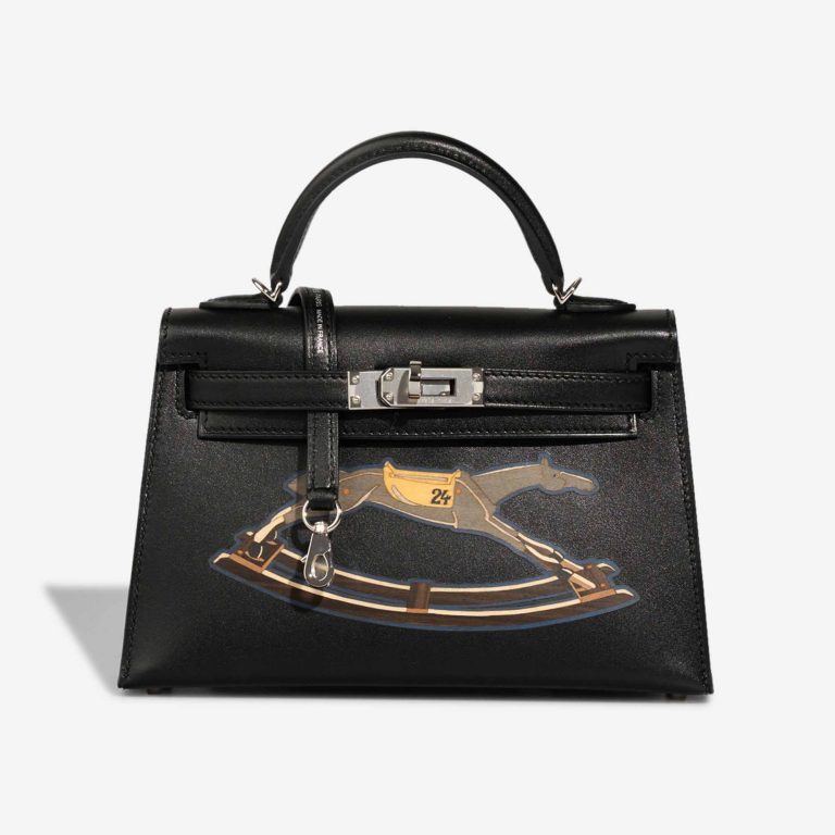 Hermès Kelly Mini Cheval De Bois Tadelakt Black Front | Sell your designer bag