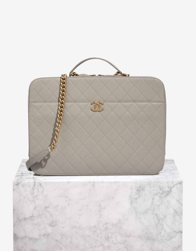 Chanel Timeless Briefcase Caviar Grey Front | Sell your designer bag