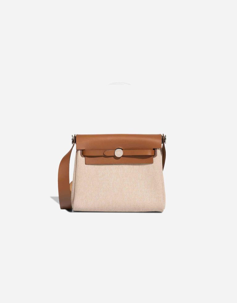 Hermès Herbag Mini Vache Hunter / Toile Naturel / Écru Front | Sell your designer bag