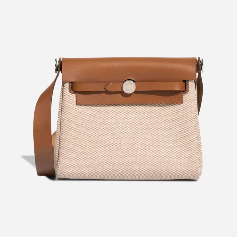 Hermès Herbag Mini Vache Hunter / Toile Naturel / Écru Front | Sell your designer bag