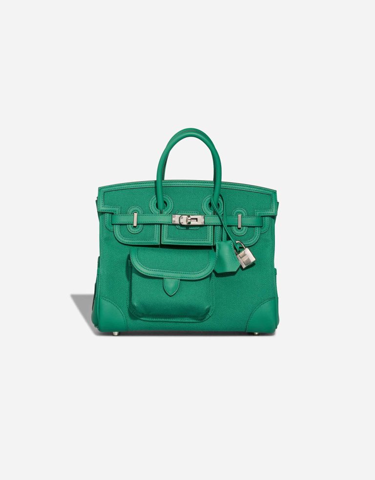 Hermès Birkin Cargo 25 Toile Goeland / Swift Vert Vertigo Front | Sell your designer bag