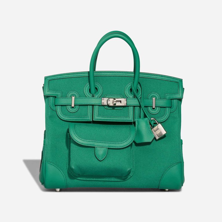 Hermès Birkin Cargo 25 Toile Goeland / Swift Vert Vertigo Front | Sell your designer bag