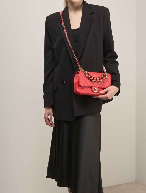 Chanel Timeless Small Calf Red on Model | Sell your designer bag