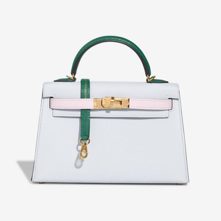 Hermès Kelly Mini Epsom Mauve Sylvestre / Bleu Brume / Malachite Front | Sell your designer bag