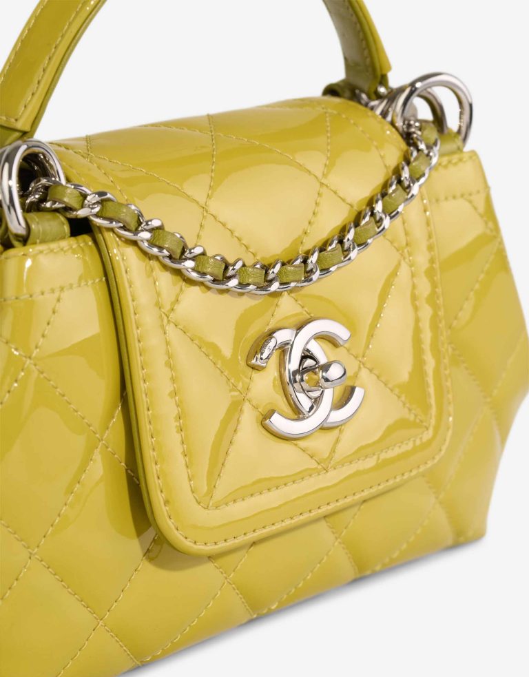 Chanel Timeless Single Flap Patent Yellow Closing System | Sell your designer bag