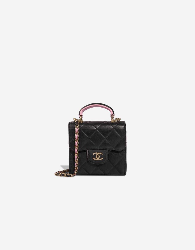 Chanel Top Handle Vanity Extra Mini Lamb Black / Light Pink Front | Sell your designer bag