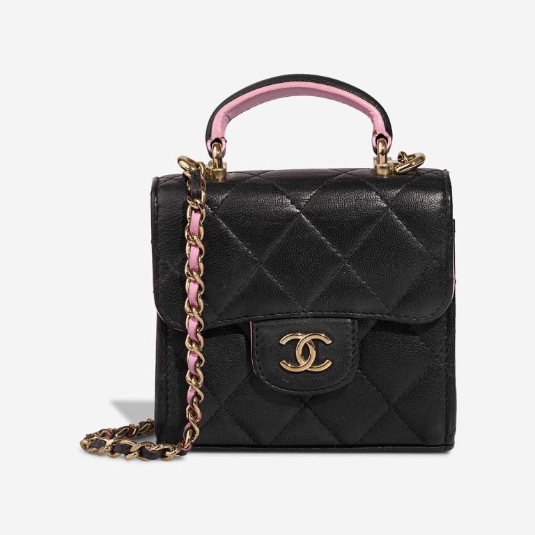 Chanel Top Handle Vanity Extra Mini Lamb Black / Light Pink Front | Sell your designer bag