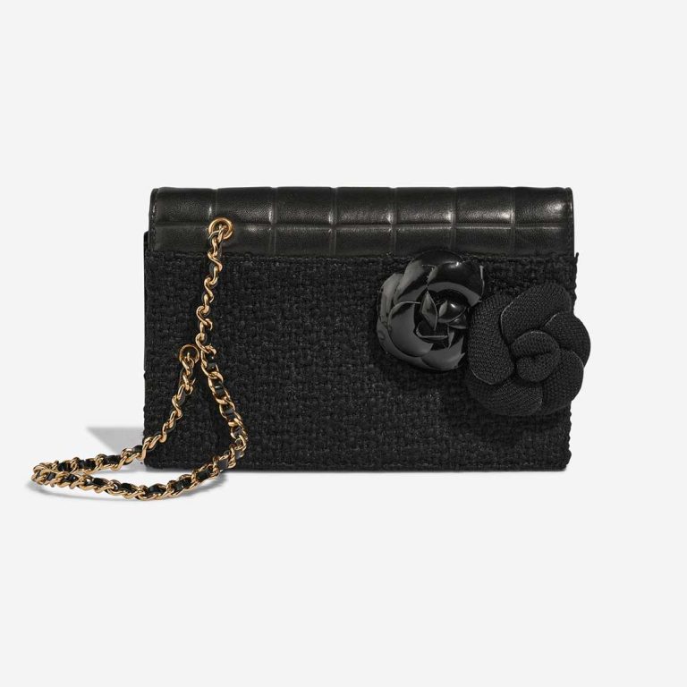 Chanel Chocolate Bar Camelia Clutch Tweed / Patent / Lamb Black Front | Sell your designer bag