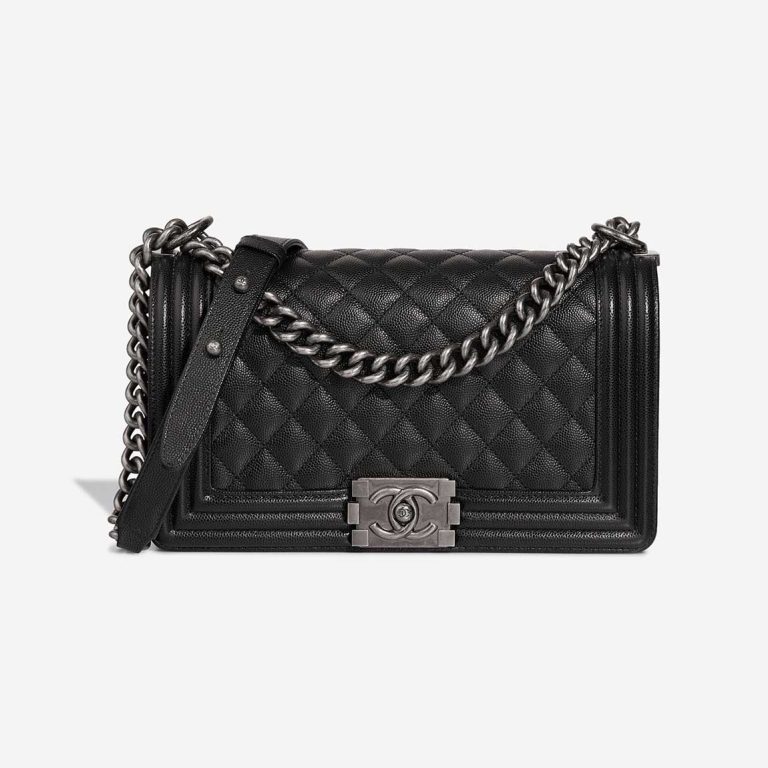 Chanel Boy Medium Caviar-Leder Schwarz Front | Verkaufen Sie Ihre Designer-Tasche