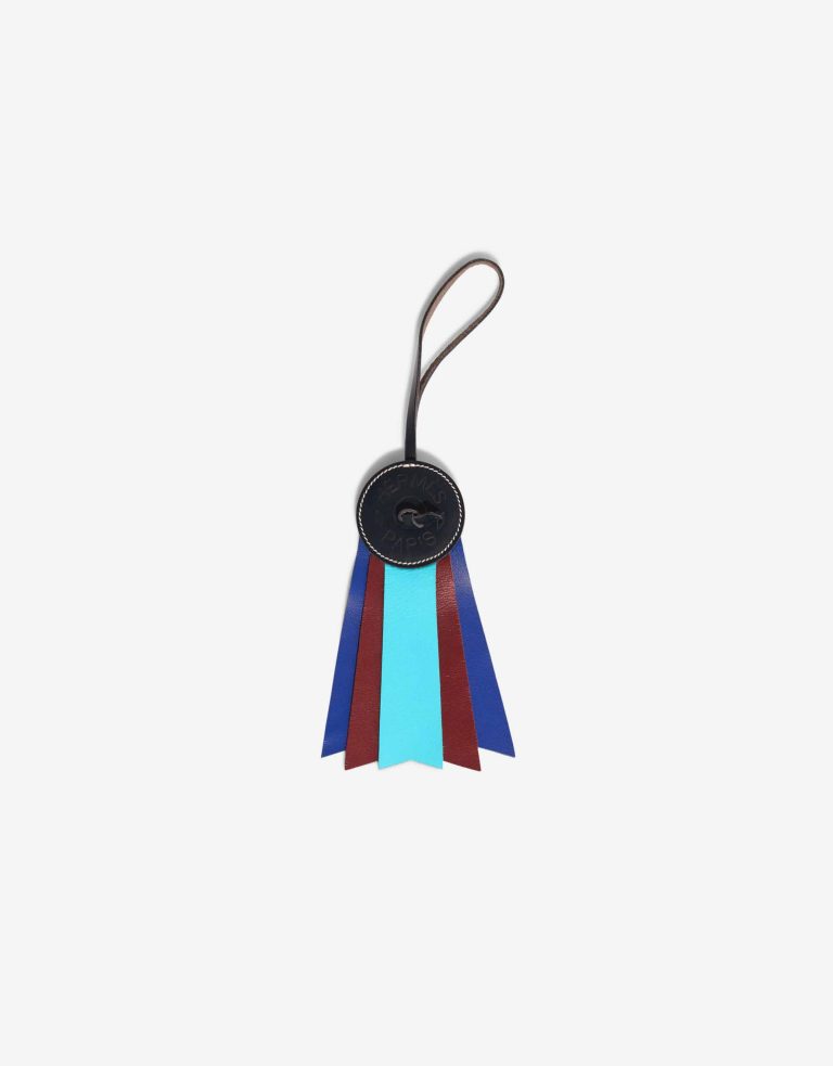 Hermès Paddock Flot Bag Charm Milo Lamb Turquoise / Sienne / Bleu France / Navy Front | Sell your designer bag