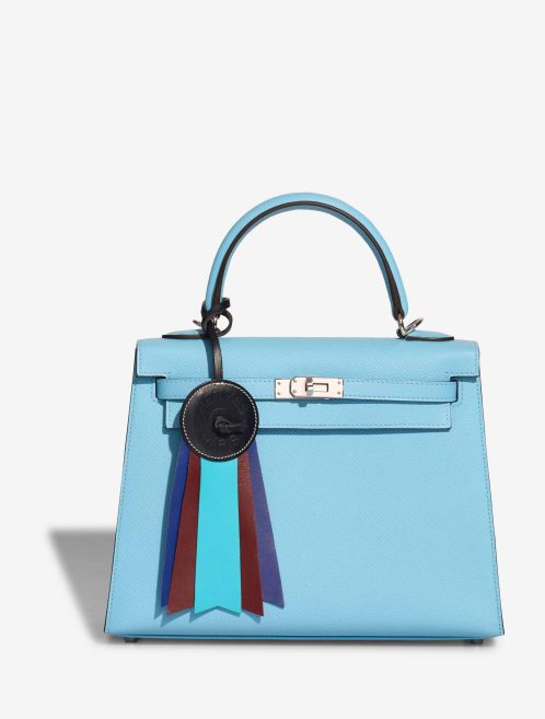 Hermès Paddock Flot Bag Charm Milo Lamb Turquoise / Sienne / Bleu France / Navy Closing System | Sell your designer bag