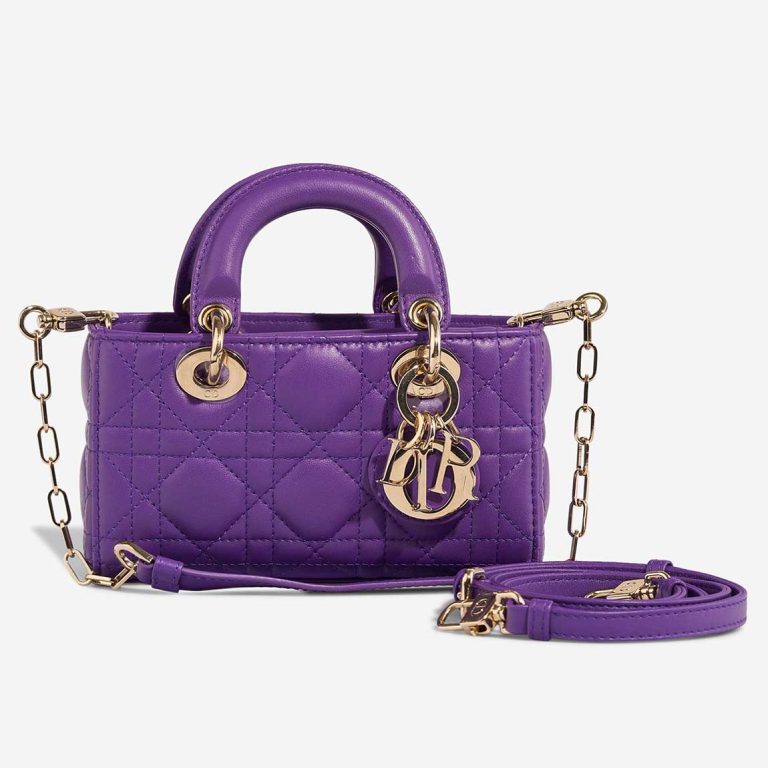 Dior Lady D-Joy Micro Lamb Purple Front | Sell your designer bag