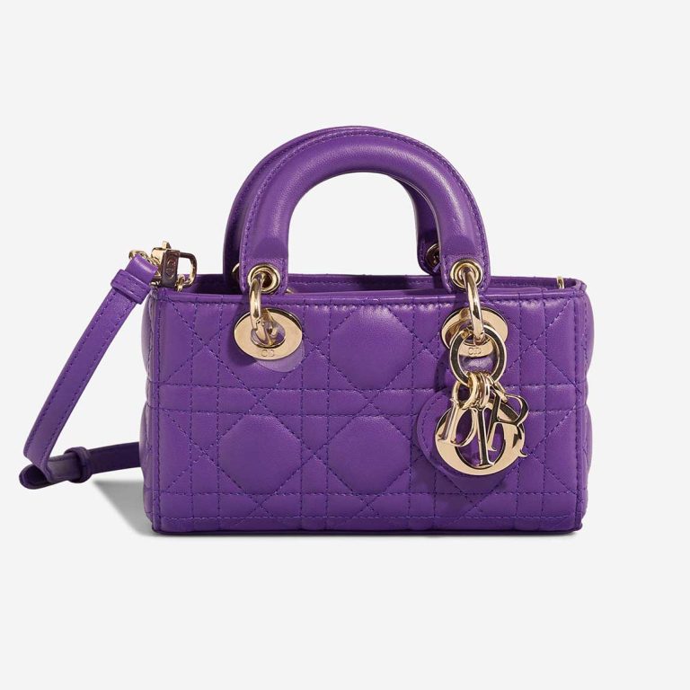 Dior Lady D-Joy Micro Lamb Purple Front | Sell your designer bag