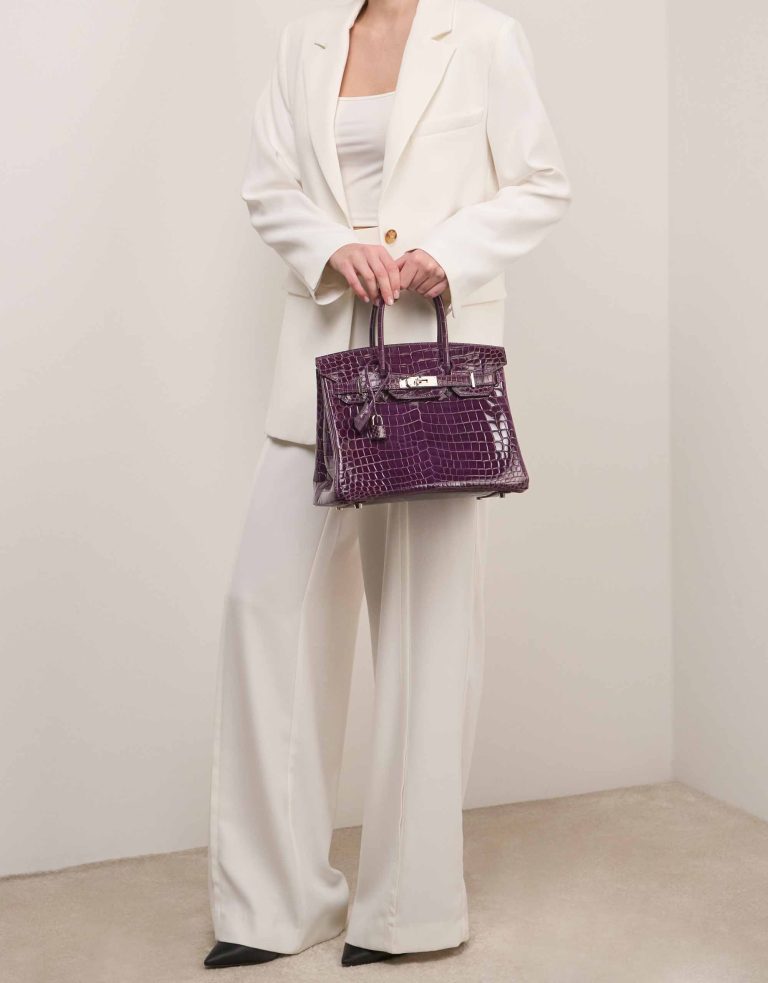 Hermès Birkin 30 Niloticus Crocodile Amethyst Front | Sell your designer bag