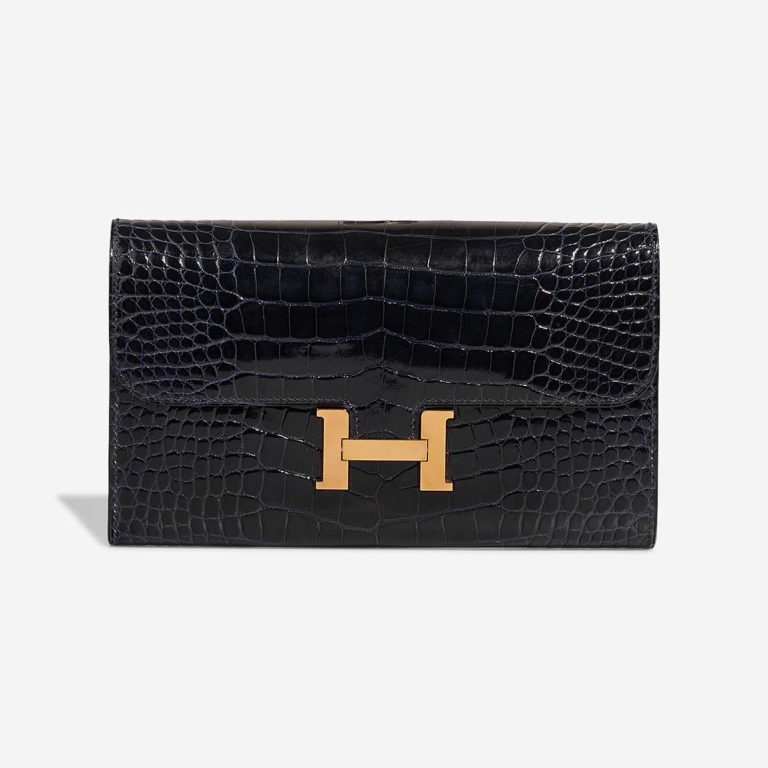 Hermès Constance Long Wallet Alligator Bleu Indigo / Sienne Front | Sell your designer bag