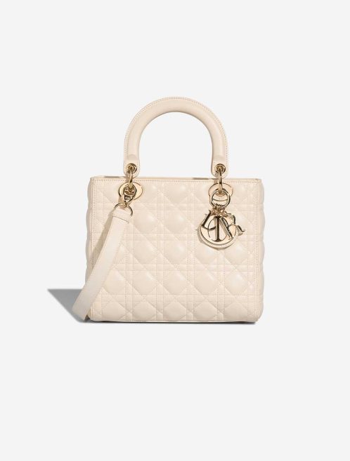 Dior Lady Medium Lamb White Front | Sell your designer bag