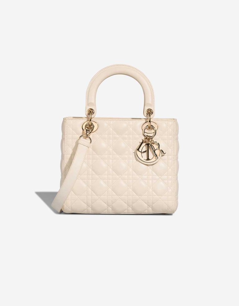 Dior Lady Medium Lamb White Front | Sell your designer bag