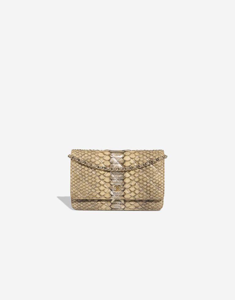 Chanel Wallet On Chain Python Beige / Gold Front | Sell your designer bag