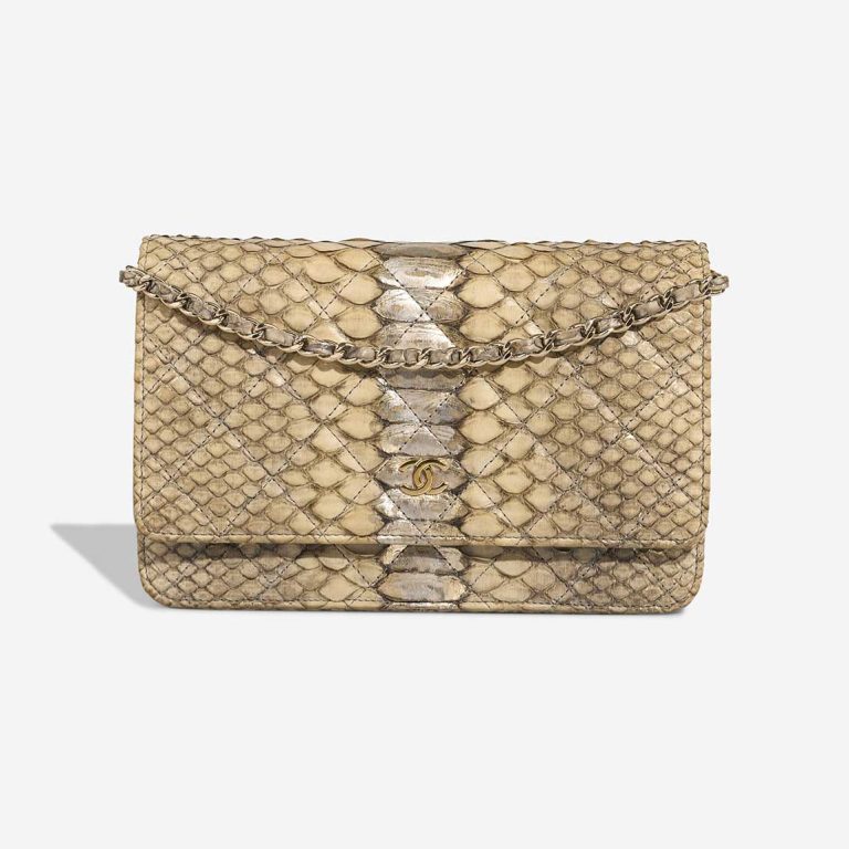 Chanel Wallet On Chain Python Beige / Gold Front | Verkaufen Sie Ihre Designer-Tasche