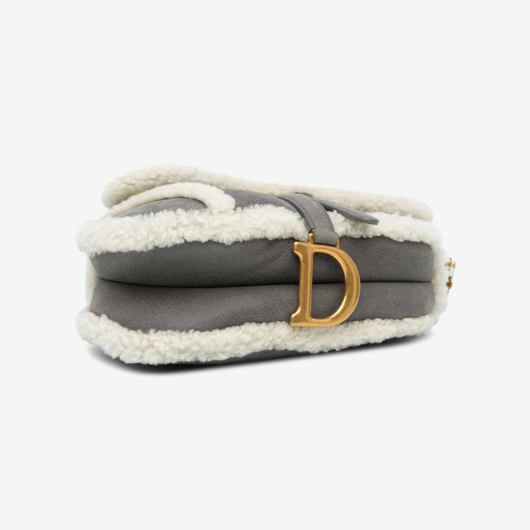 Dior Saddle Medium Calf / Shearling Grey / White | Sell your designer bag