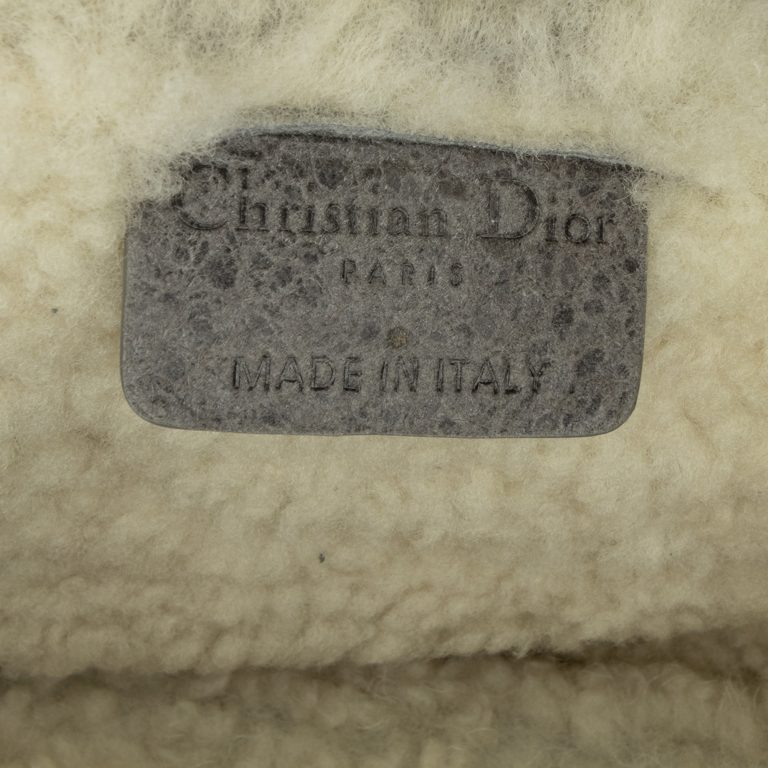 Dior Saddle Medium Calf / Shearling Grey / White Logo | Sell your designer bag