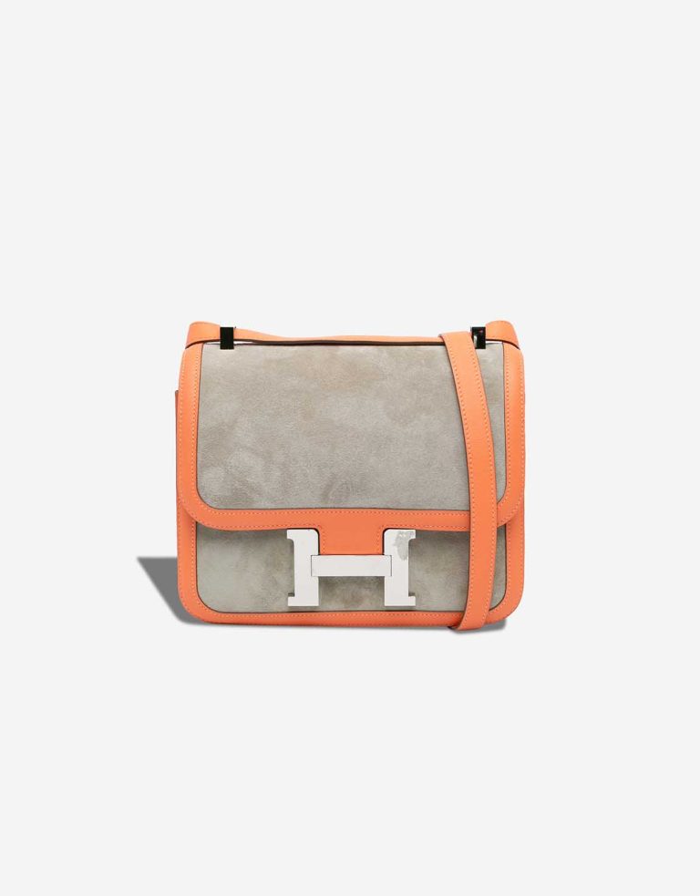 Hermès Constance 24 Swift / Doblis Suede Gris Tourterelle / Crevette Front | Sell your designer bag