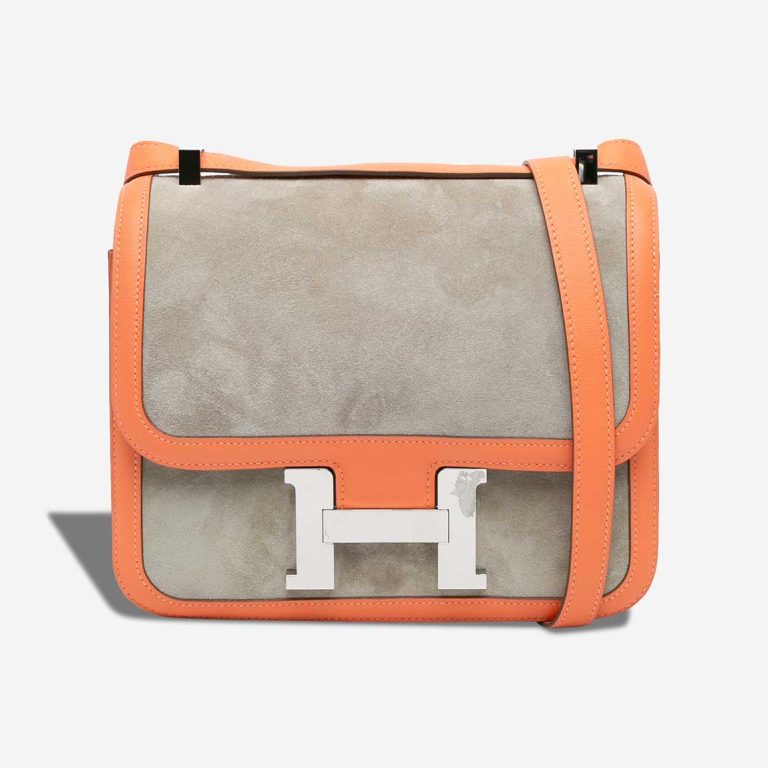 Hermès Constance 24 Swift / Doblis Suede Gris Tourterelle / Crevette Front | Sell your designer bag