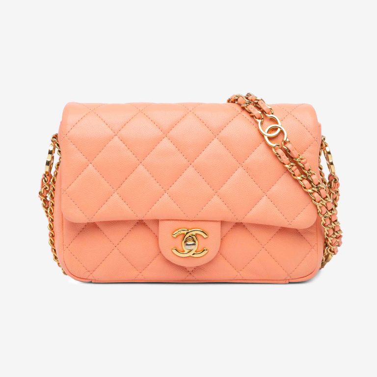 Chanel CC You à rabat Bag Mini Caviar Orange Front | Vendre votre sac de créateur