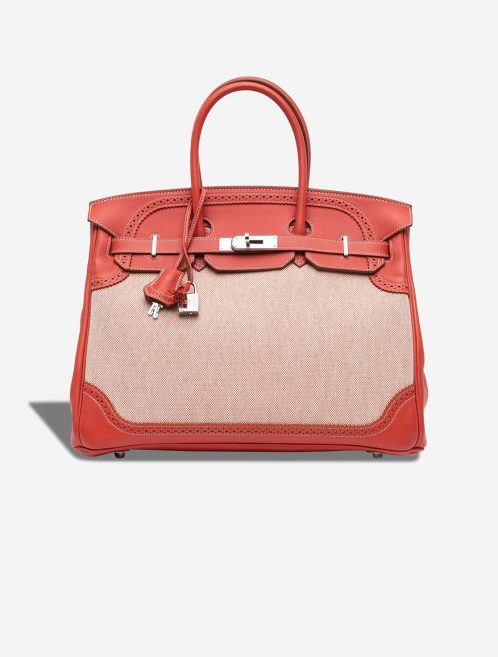 Hermès Birkin Ghillies 35 Swift / Toile Sanguine Front | Sell your designer bag