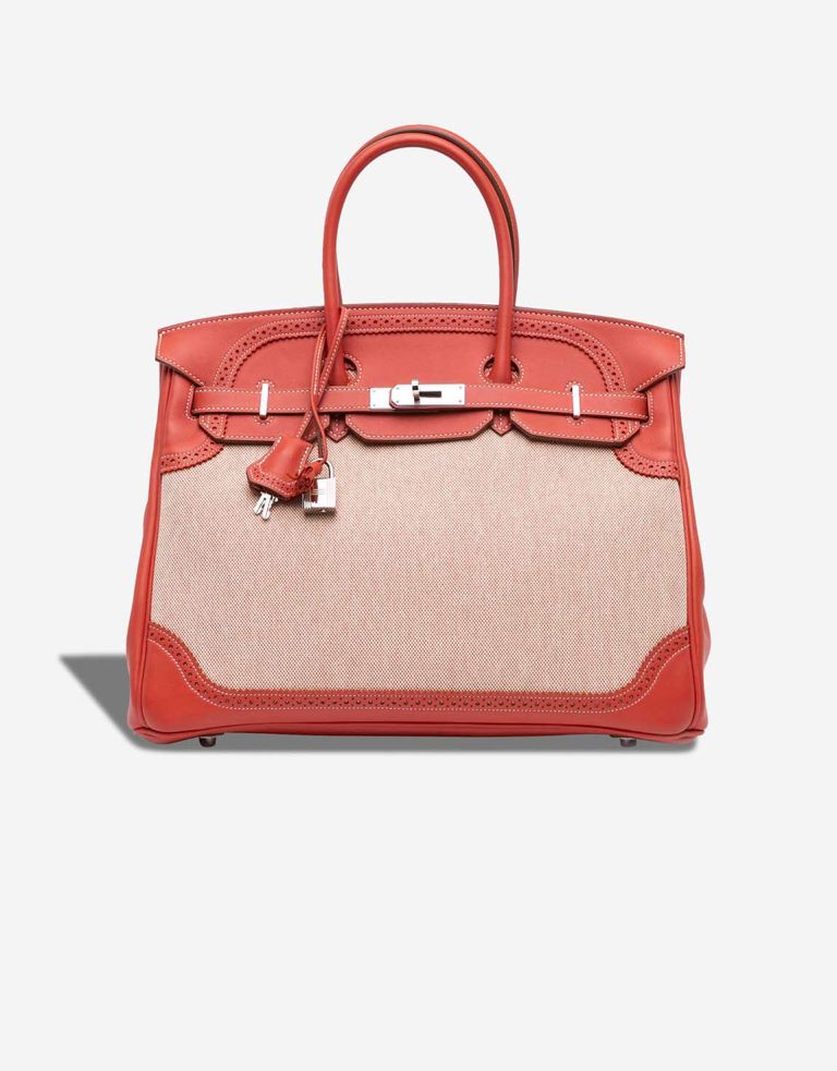 Hermès Birkin Ghillies 35 Swift / Toile Sanguine Front | Sell your designer bag