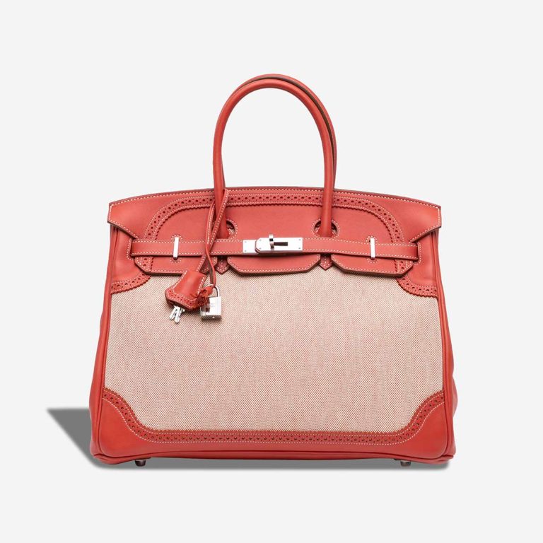 Hermès Birkin Ghillies 35 Swift / Toile Sanguine Front | Sell your designer bag