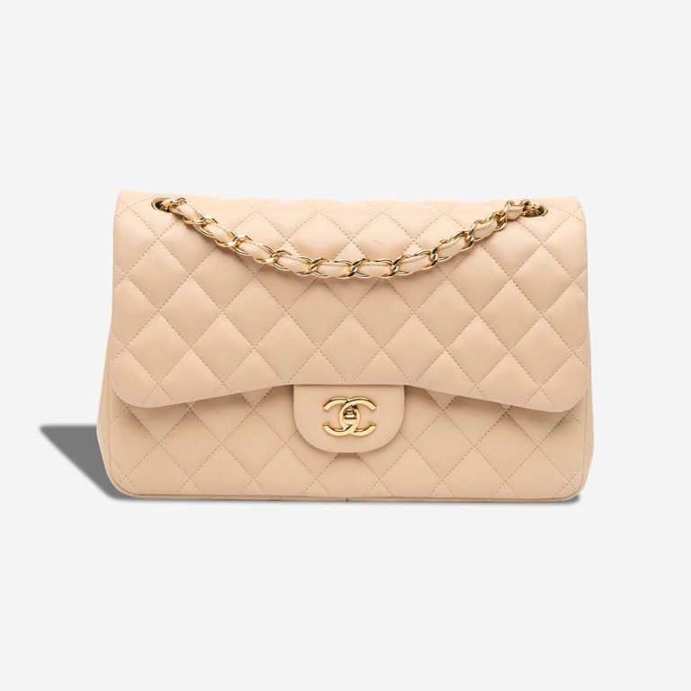 Chanel Timeless Jumbo Lammleder Beige Front | Verkaufen Sie Ihre Designer-Tasche