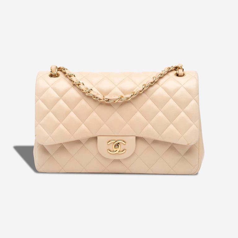 Chanel Timeless Jumbo Lammleder Beige Front | Verkaufen Sie Ihre Designer-Tasche