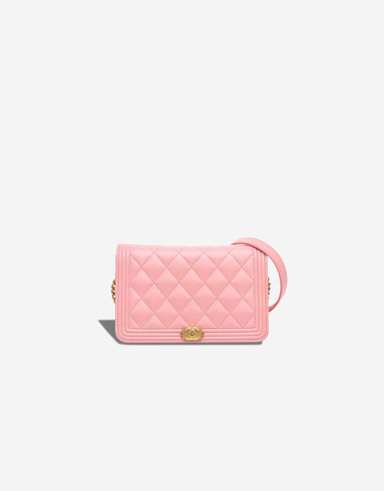 Chanel Boy Wallet On Chain Small Lamb Pink Front | Sell your designer bag