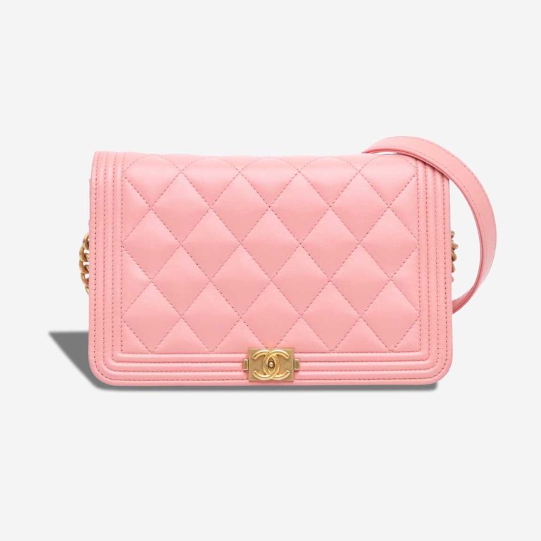 Chanel Boy Wallet On Chain Small Lammleder Pink Front | Verkaufen Sie Ihre Designer-Tasche