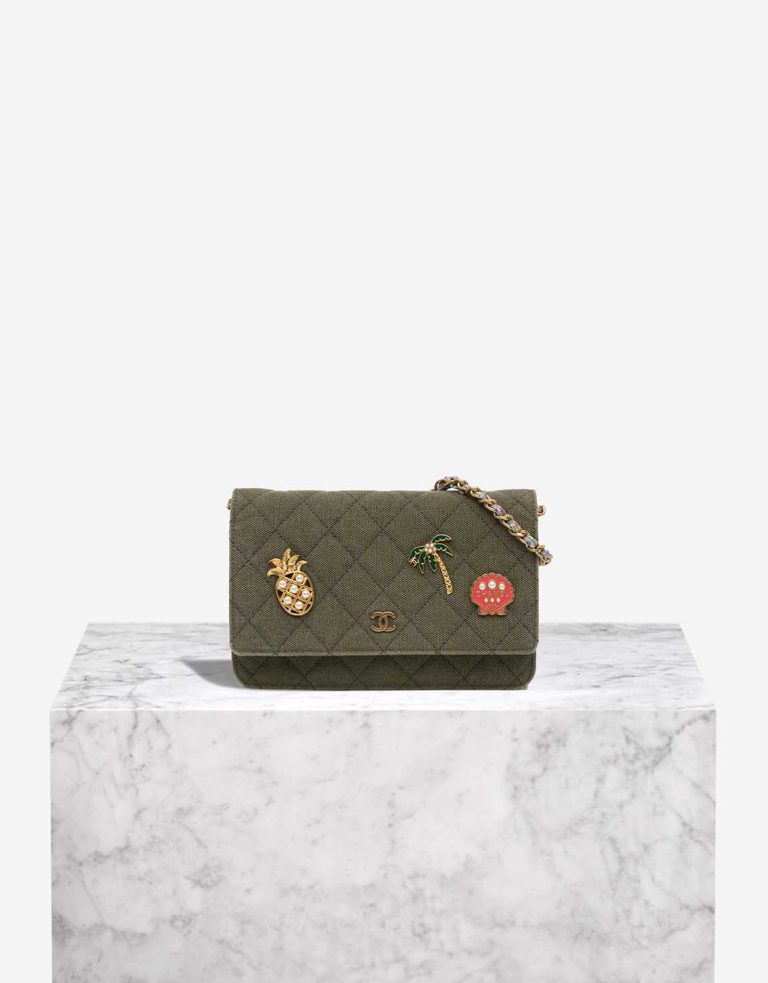 Chanel Wallet On Chain Coco Cuba Canvas Green Front | Sell your designer bag