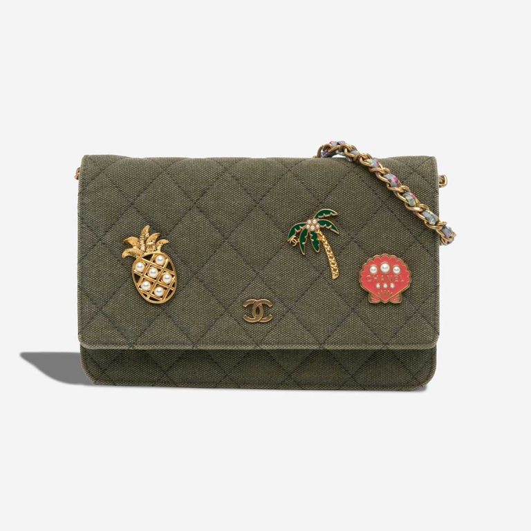 Chanel Wallet On Chain Coco Cuba Canvas Green Front | Vendez votre sac de créateur