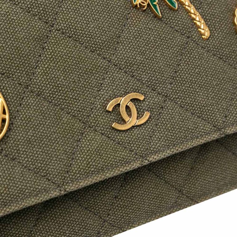 Chanel Wallet On Chain Coco Cuba Canvas Green Closing System | Vendez votre sac de créateur