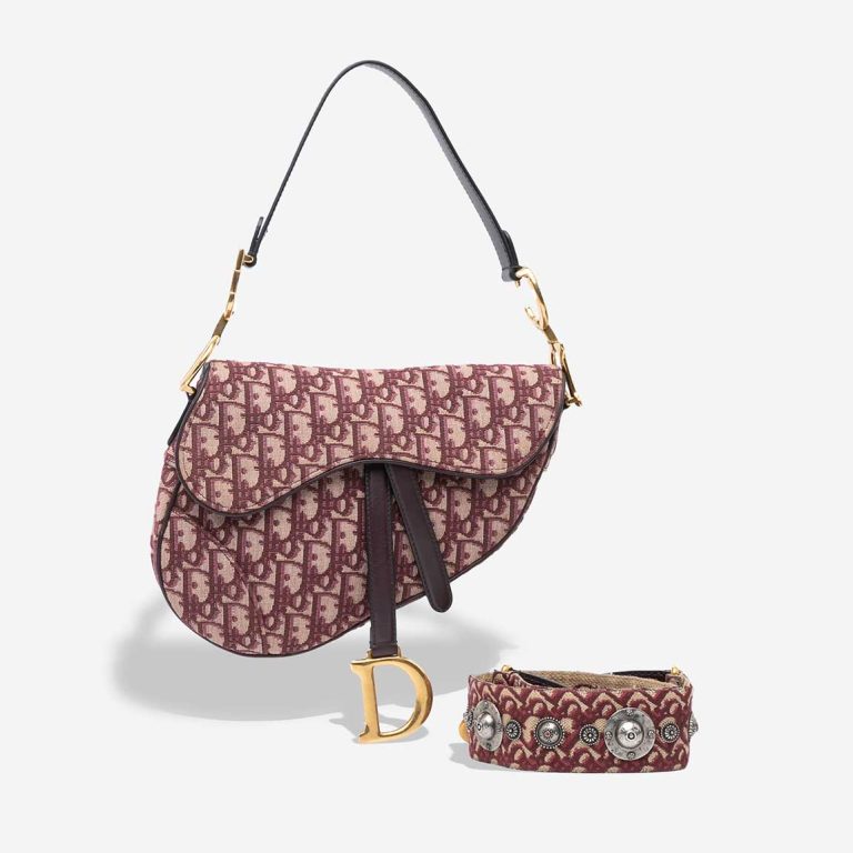 Dior Saddle Medium Oblique Jacquard Red Front | Sell your designer bag