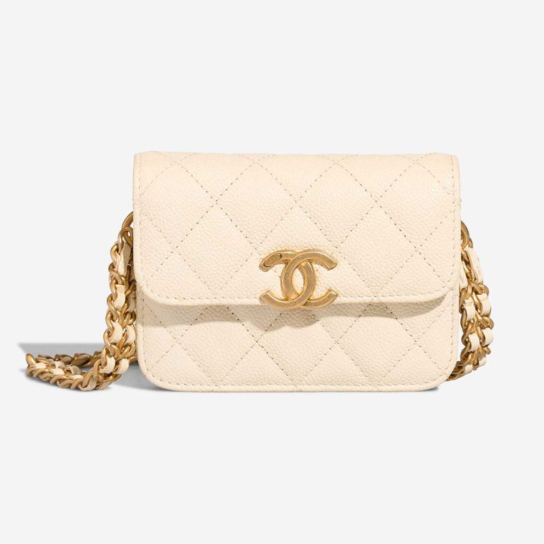 Chanel Wallet On Chain Caviar White Front | Sell your designer bag