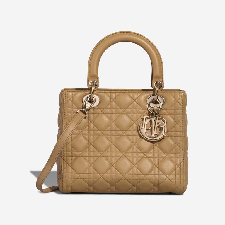 Dior Lady Medium Lamb Beige Front | Sell your designer bag